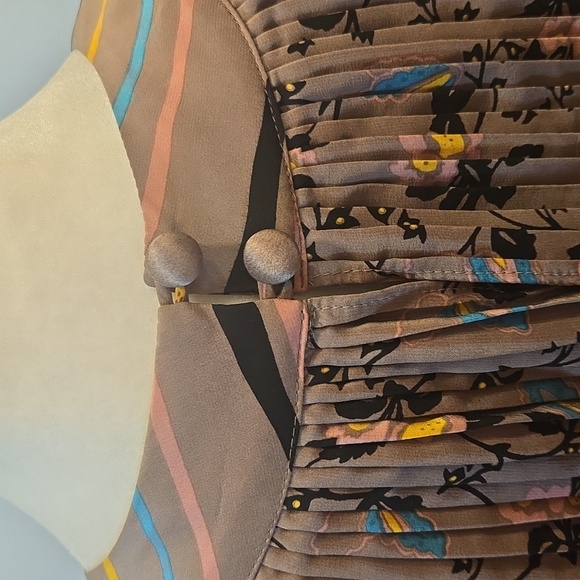 VTG Betsy Johnson Silk Floral Striped Ruffle Black Label Dress Size 4 - Picture 8 of 16